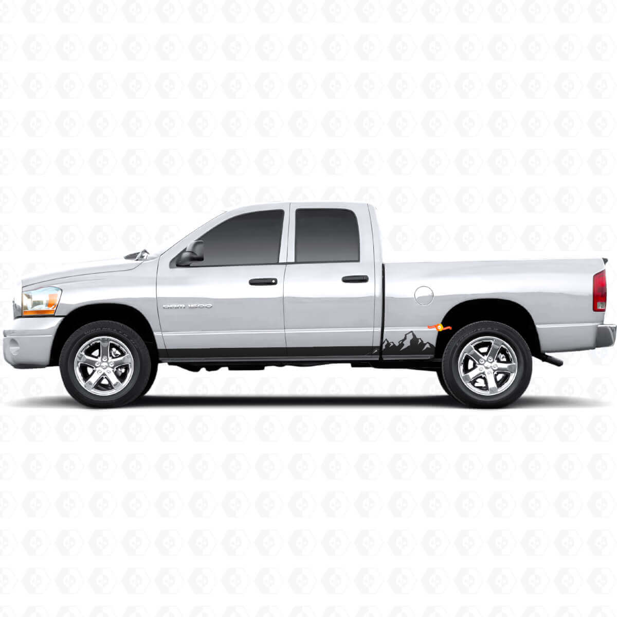 Mountains Thin Stripes Rocker Panel Vinyl Decal for Dodge Ram 1500 2002-2008
