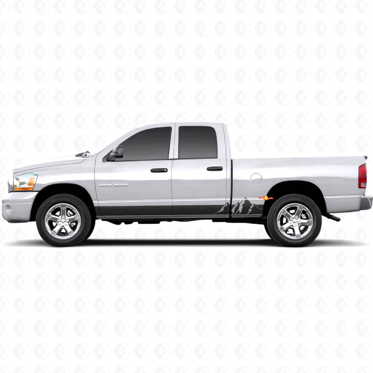Mountains Wide Stripes Rocker Panel Vinyl Decal for Dodge Ram 1500 2002-2008