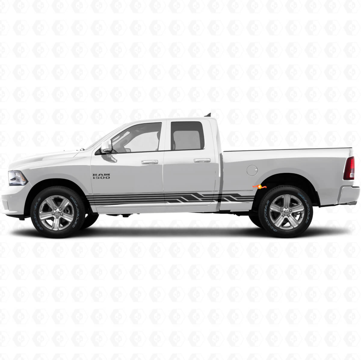Vinyl Decal for Dodge Ram 1500 2011–2018 with Intertwined Curved Stripes Rocker Panel