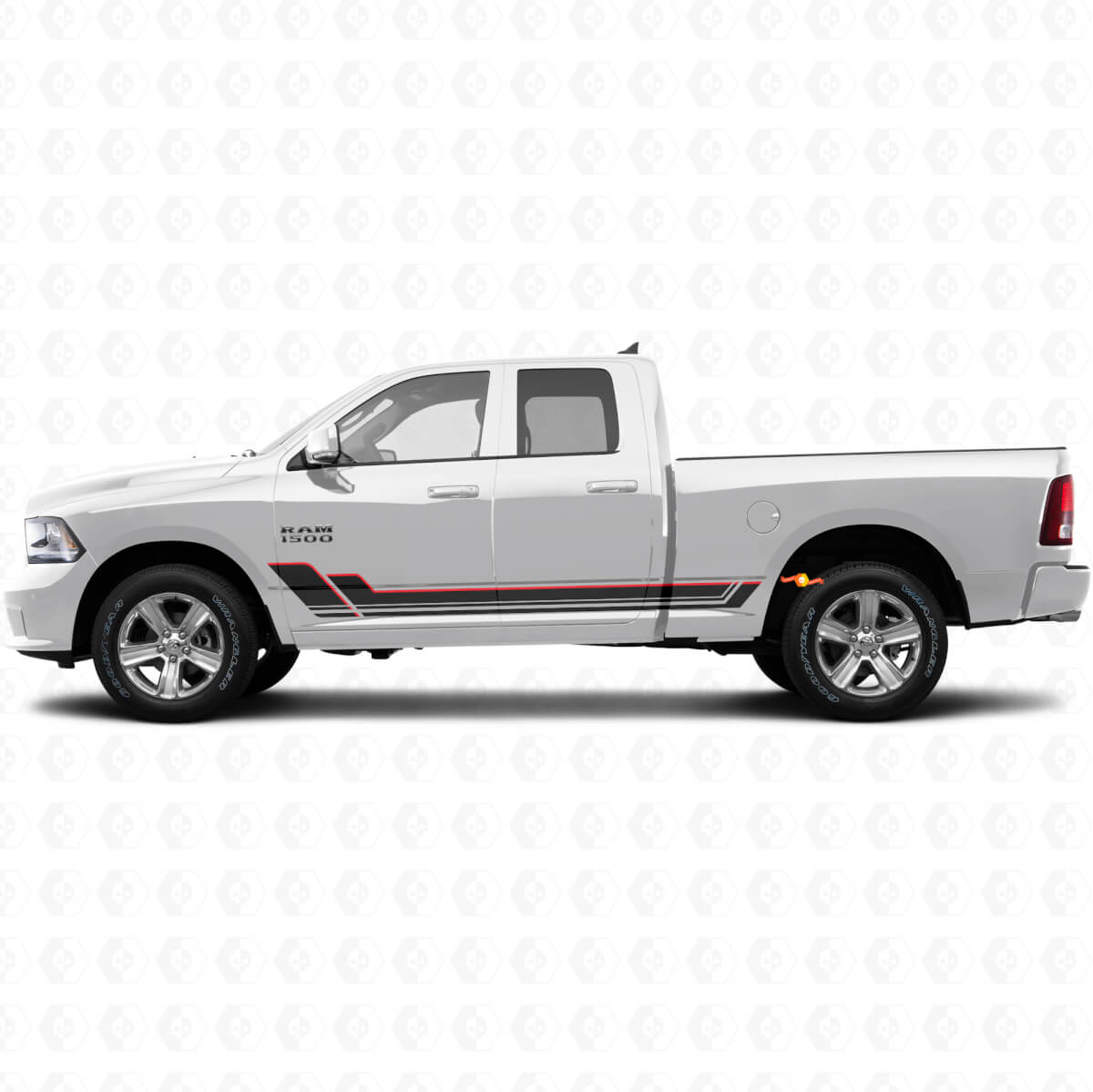 Twin Stripes Rocker Panel Vinyl Decal Kit for Dodge Ram 1500 2011-2018