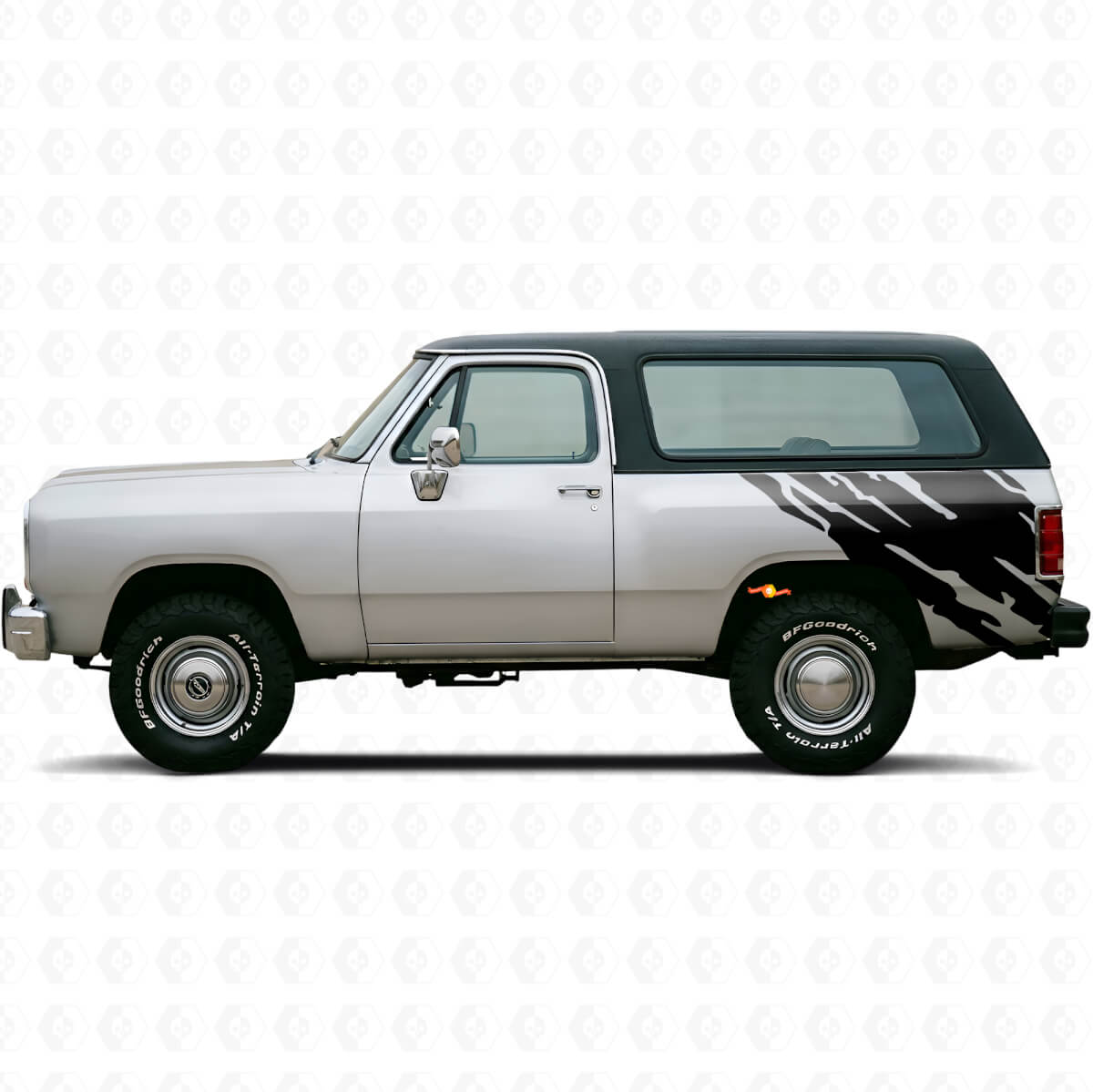 Mud Splash Graphic Rear Side Vinyl Decal for Dodge Ramcharger 1974-1993