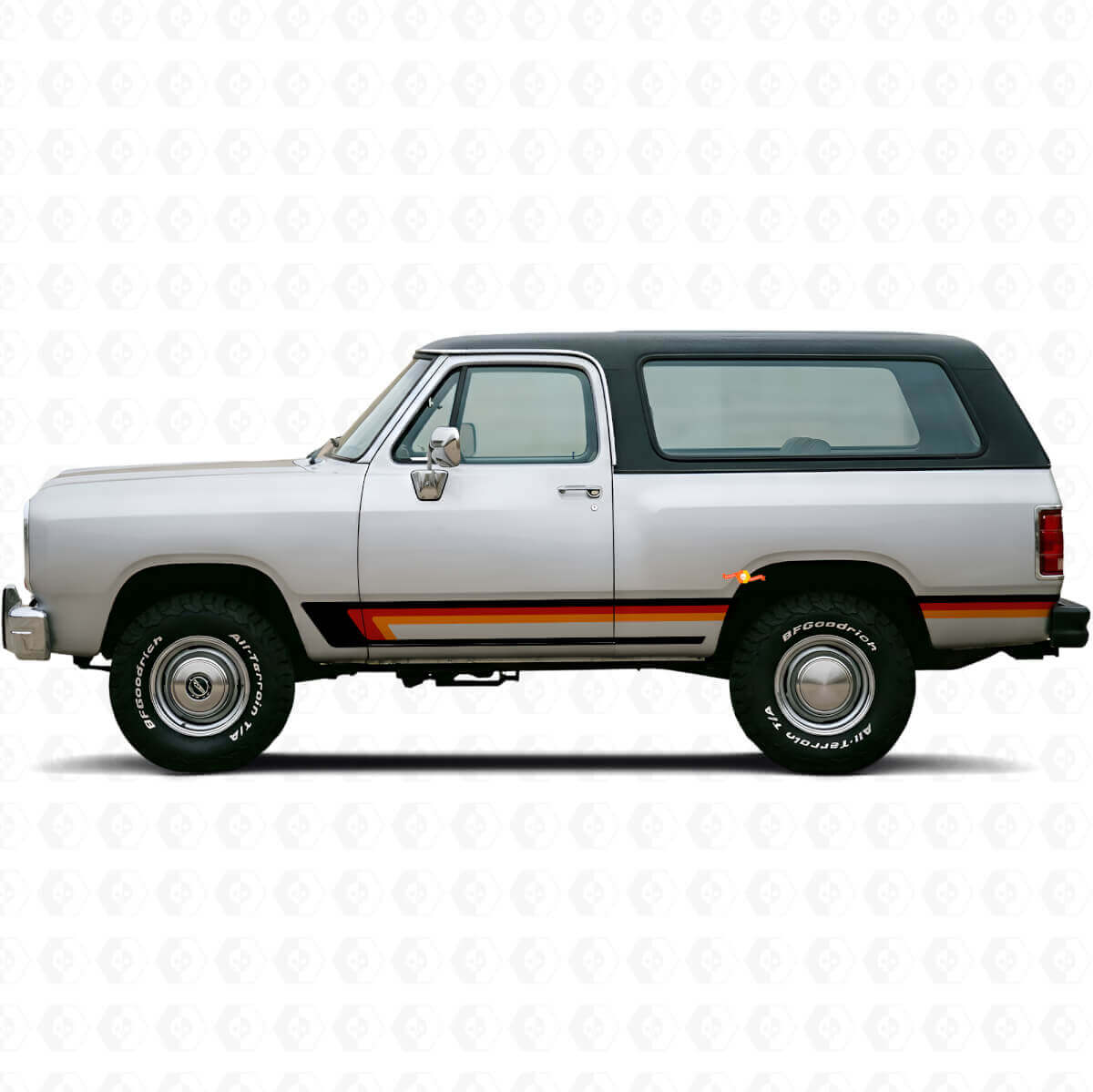 Triple Stripe Door Side Vinyl Decal for Dodge Ramcharger 1974-1993
