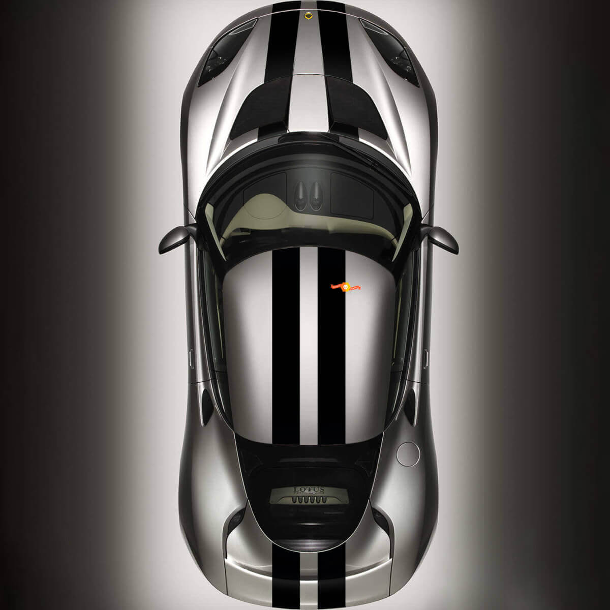 Jeu d’autocollants vinyle à rayures doubles pour capot, toit et coffre Lotus Elise 2008