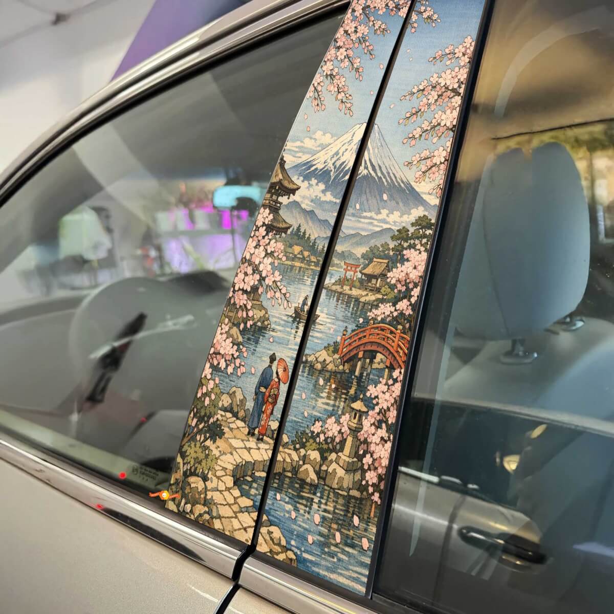 Mount Fuji with Cherry Blossoms Pillar Doors Vinyl Decal Sticker