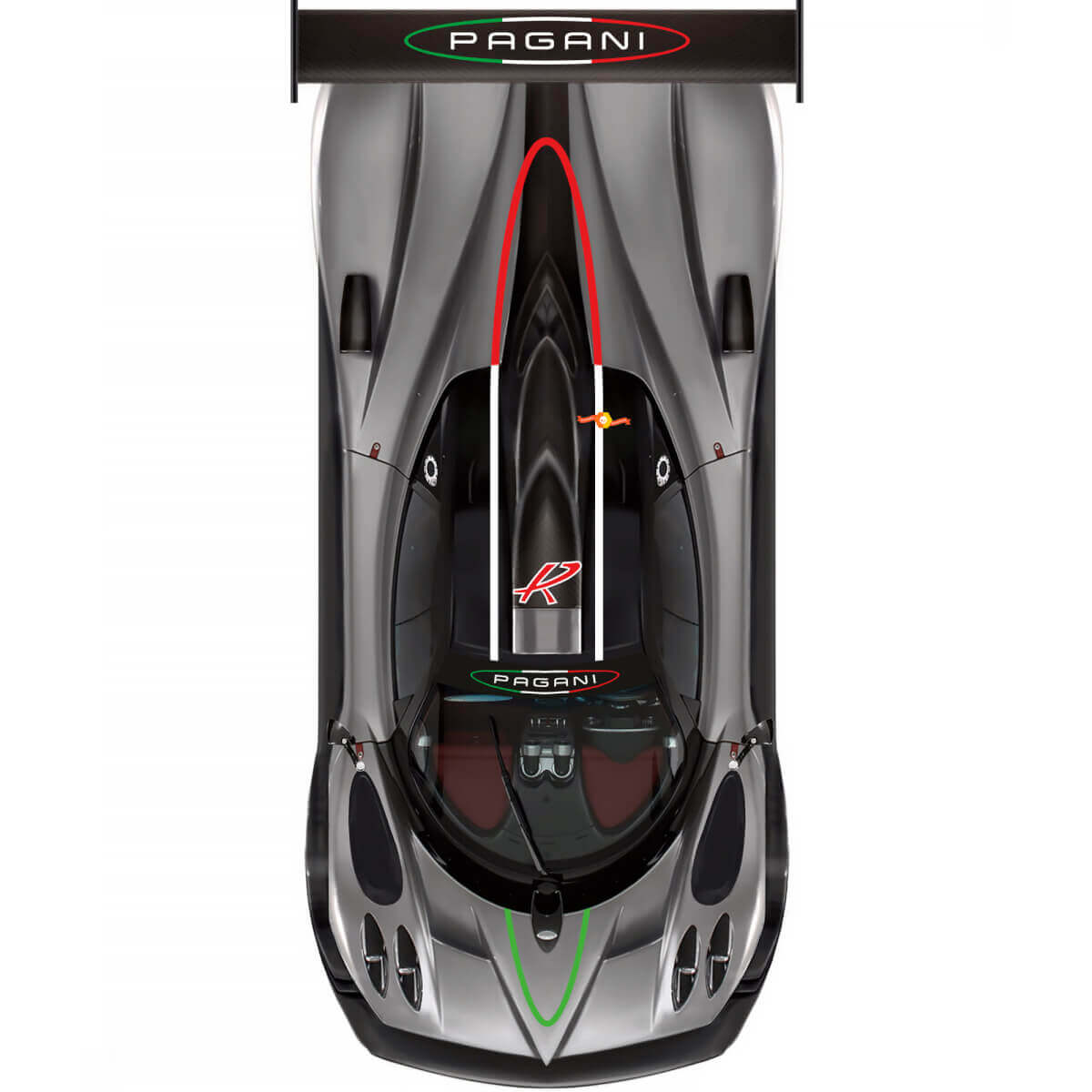 Adesivo Vinile con Scritta Stile Italiano per Cofano, Tetto e Lati per Pagani Zonda R