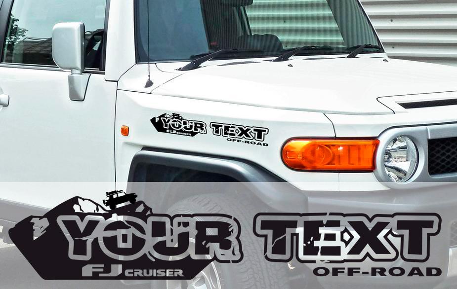 PAIR Toyota FJ Cruiser hood vinyl stickers decals your text