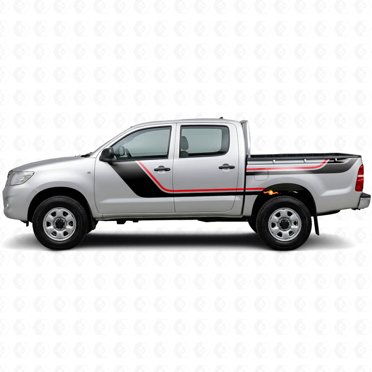Kit de calcomanías de vinilo con rayas gemelas para puertas y laterales traseros para Toyota Hilux 2004-2015