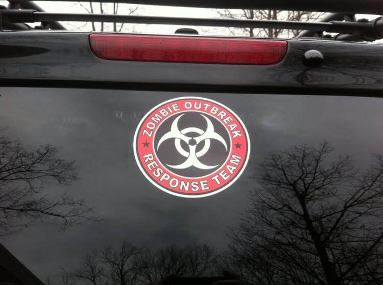 PAIR ZOMBIE OUTBREAK RESPONSE TEAM Toyota FJ Cruiser side vinyl stickers decals LOGO