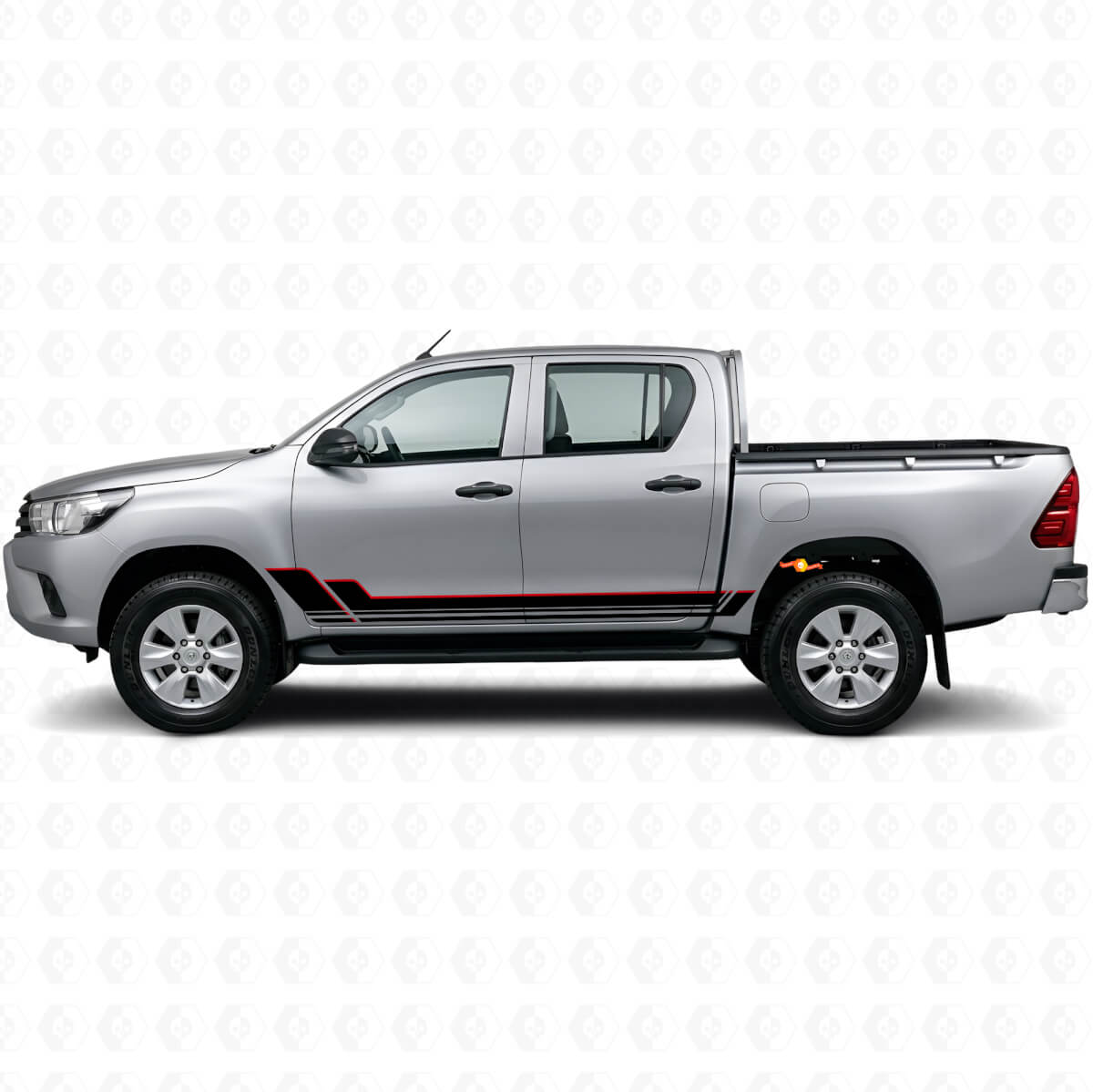 Kit de vinilos decorativos de paneles laterales con rayas gemelas para Toyota Hilux 2015+