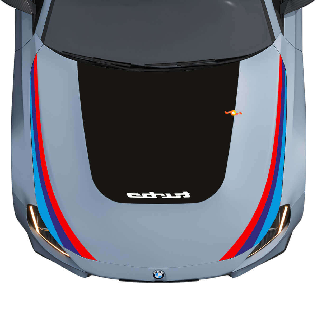 Blackout Turbo and M Performance Stripes Hood Vinyl Decal for BMW M2 G87