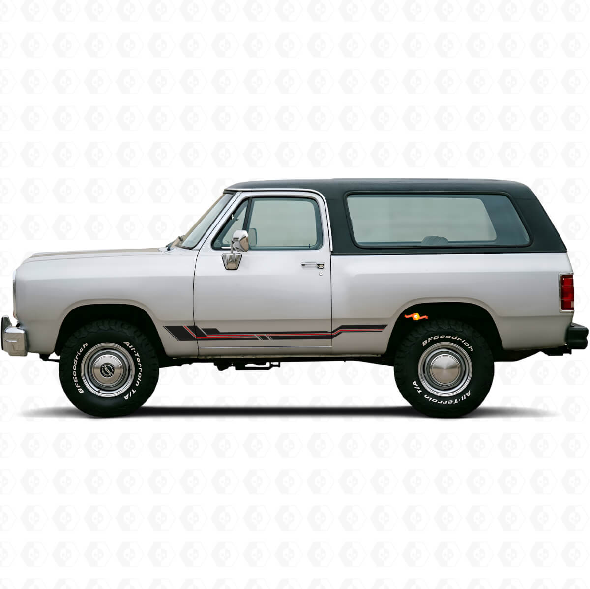 Decal Vinyle Courbes pour Bas de Carrosserie Dodge Ramcharger 1974-1993