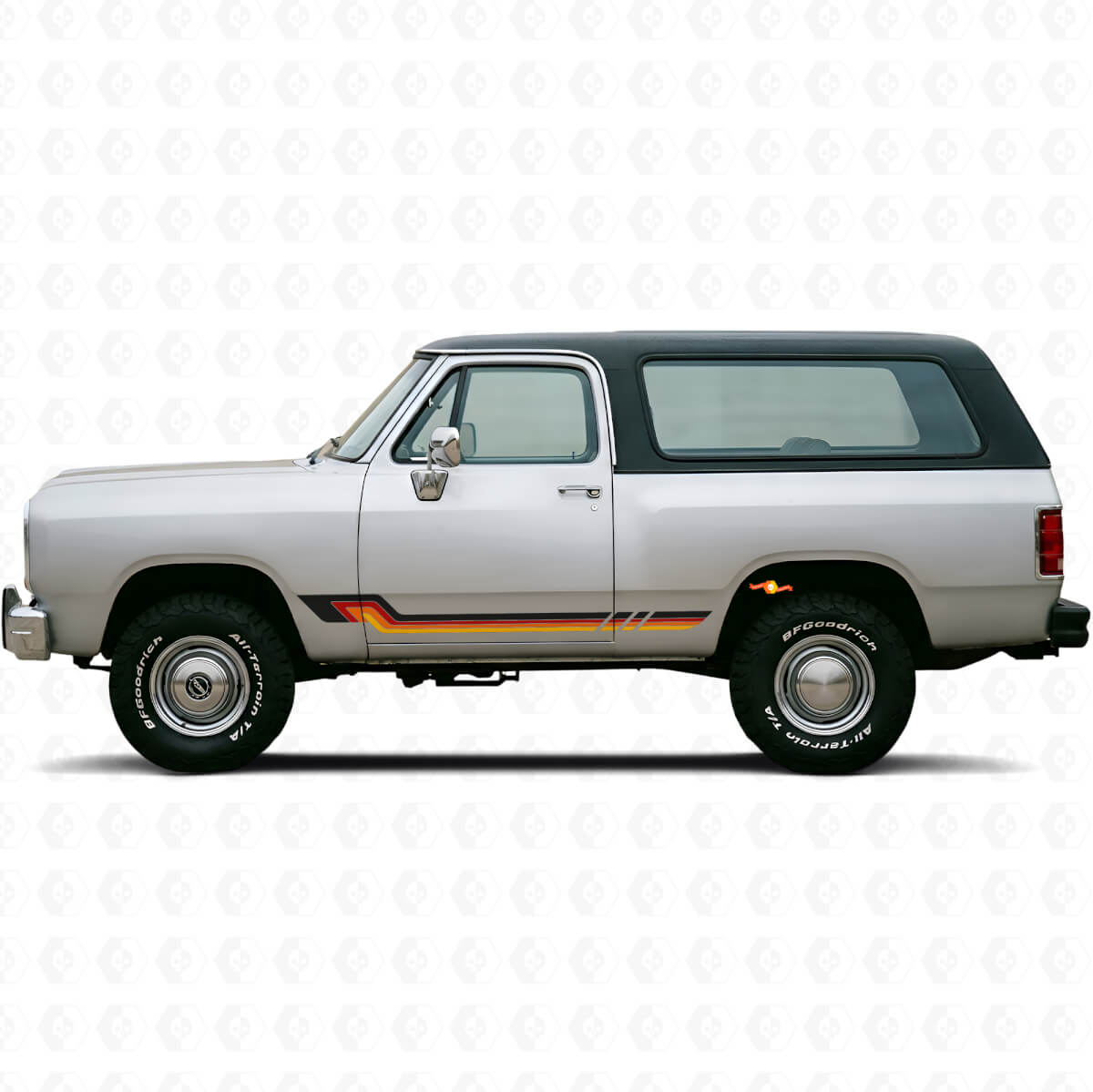 Autocollant vinyle bandes latérales style vintage pour Dodge Ramcharger 1974-1993