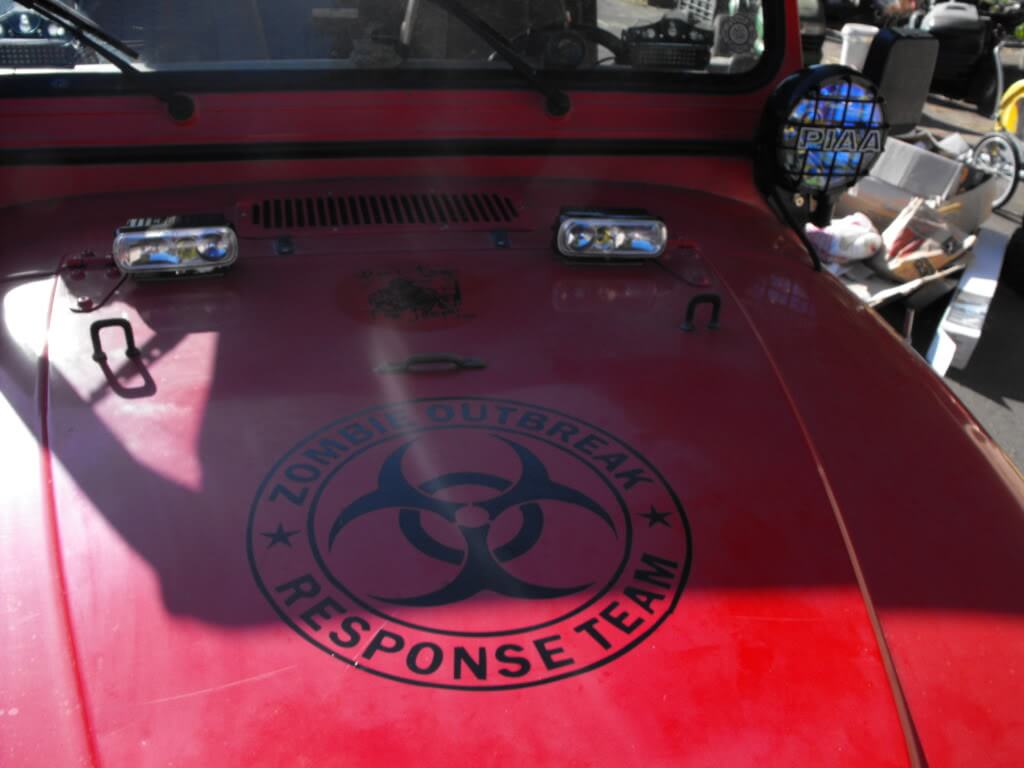 Zombie Outbreak Response Team Hood Vinyl Sticker Decal 2 for Jeep Wrangler Rubicon