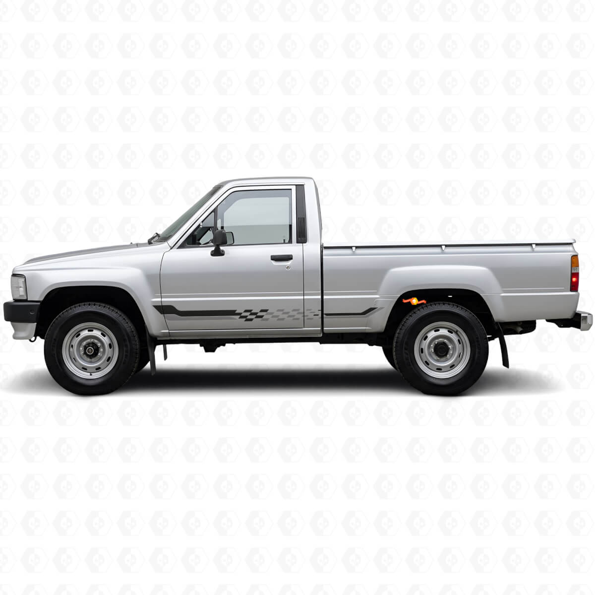 Checkered Flag Side Stripes Vinyl Decal for Toyota Hilux 1983-1988