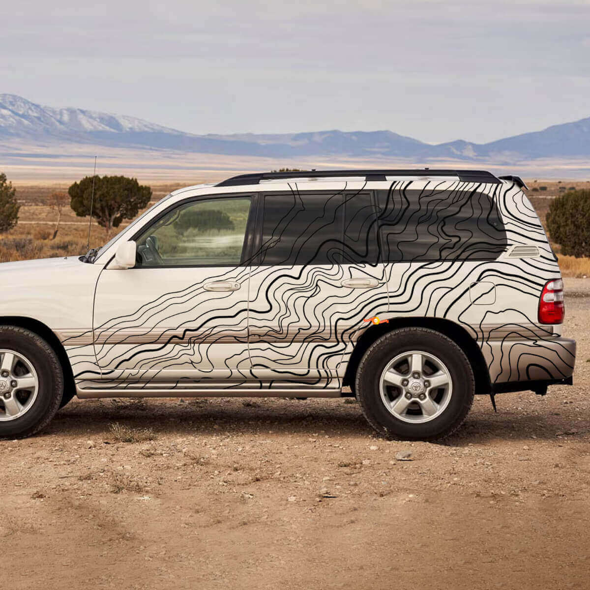 Topographic Style Side Stripes Vinyl Decal for Toyota Land Cruiser 100