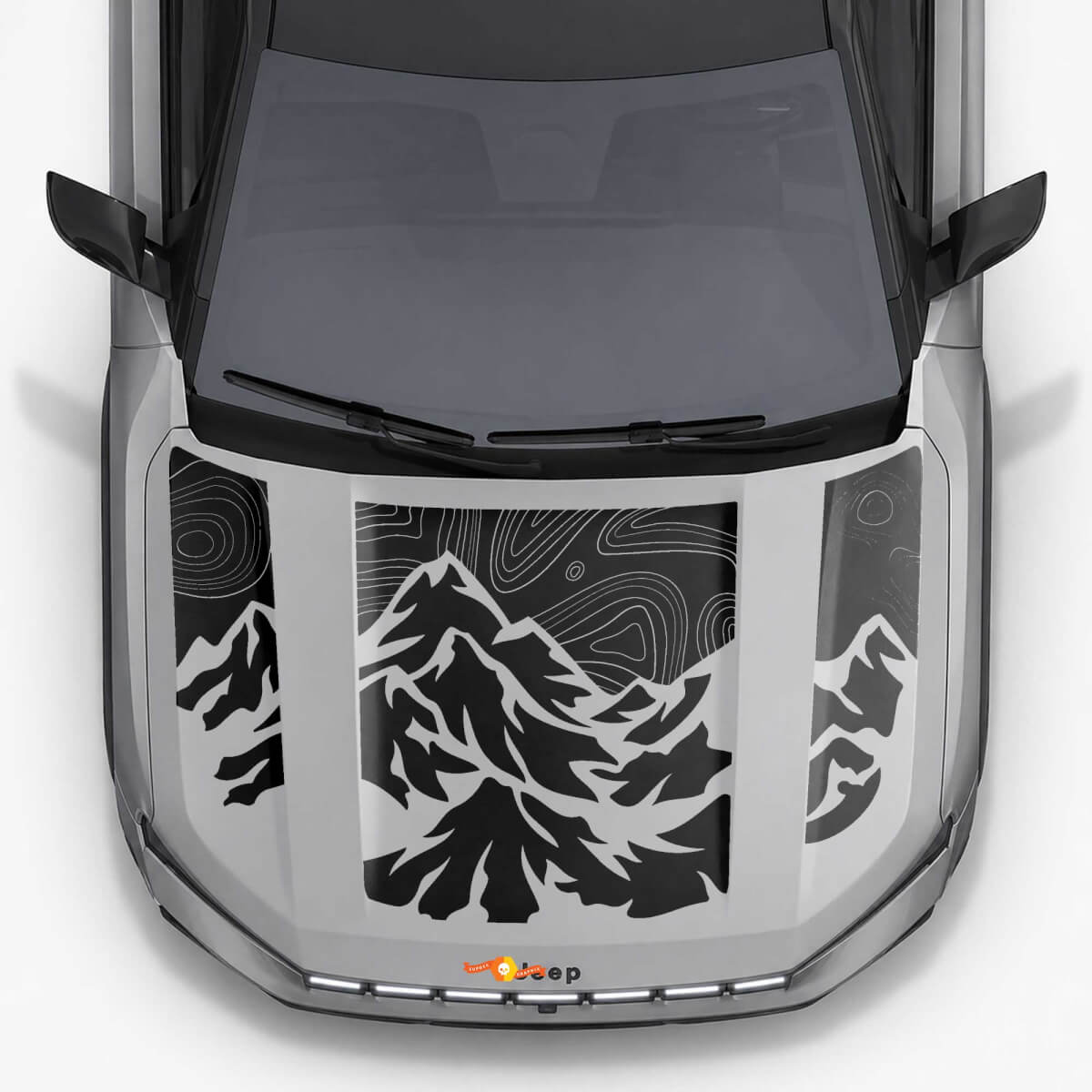Mountain Topographic Style Bonnet Stripes Vinyl Decal for Jeep Compass 2026