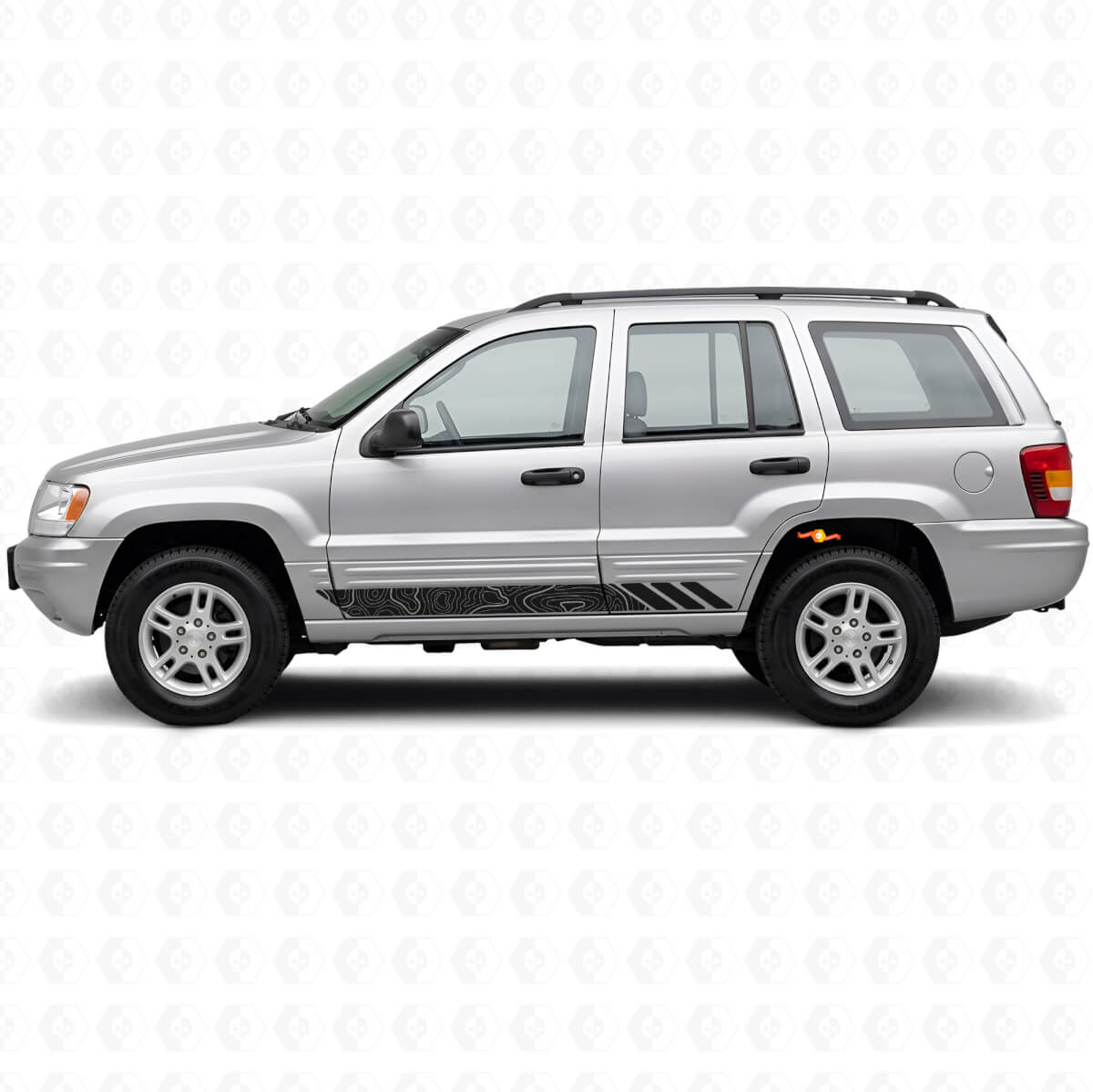 Topographic Style Stripes Side Vinyl Decal for Jeep Grand Cherokee 1999-2004