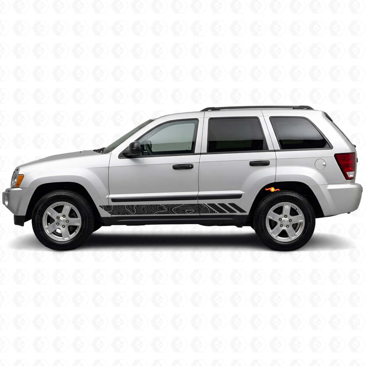 Topographic Style Stripes Side Vinyl Decal for Jeep Grand Cherokee 2005-2010