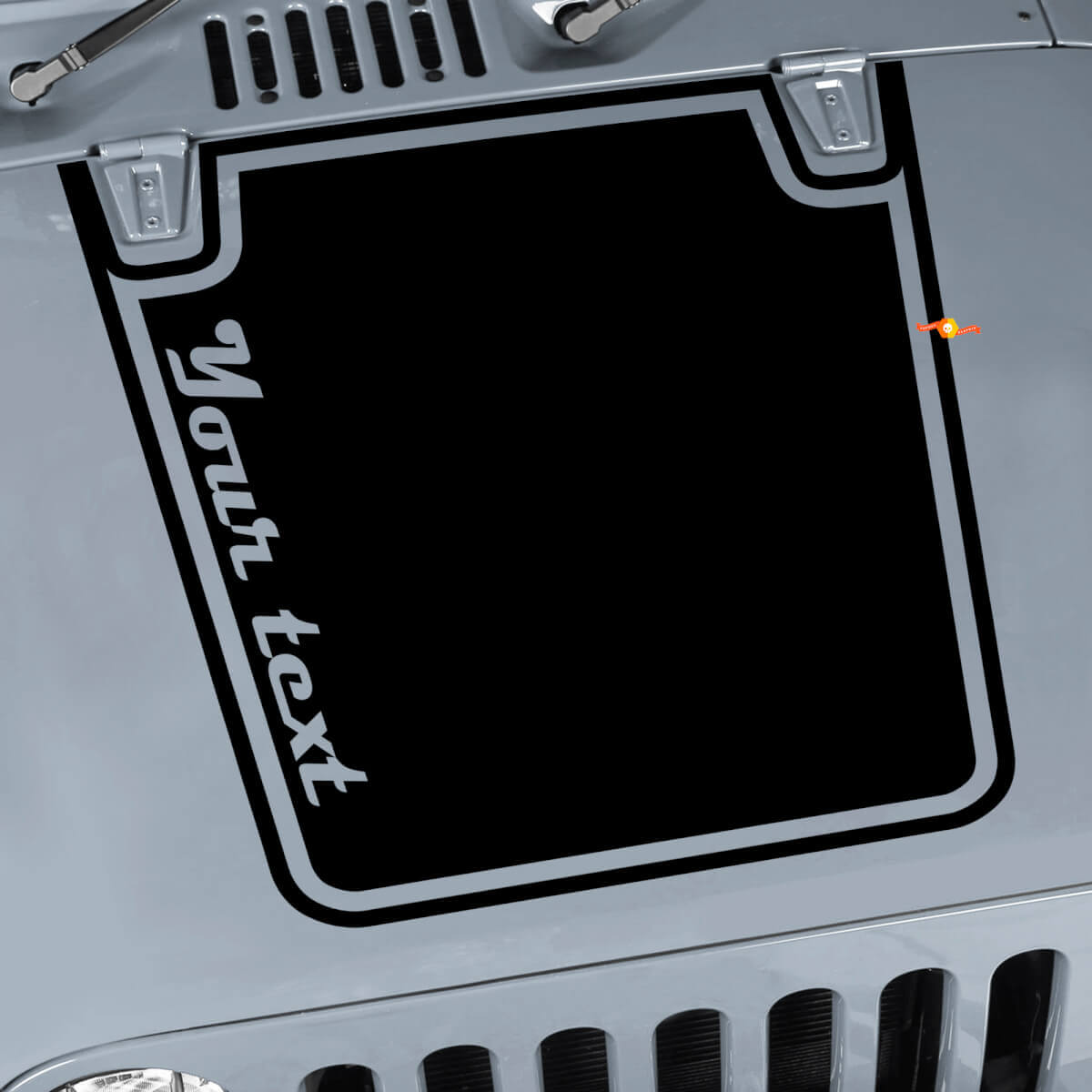 Custom Text Blackout Outline Hood Vinyl Decal for Jeep CJ and Wrangler 
