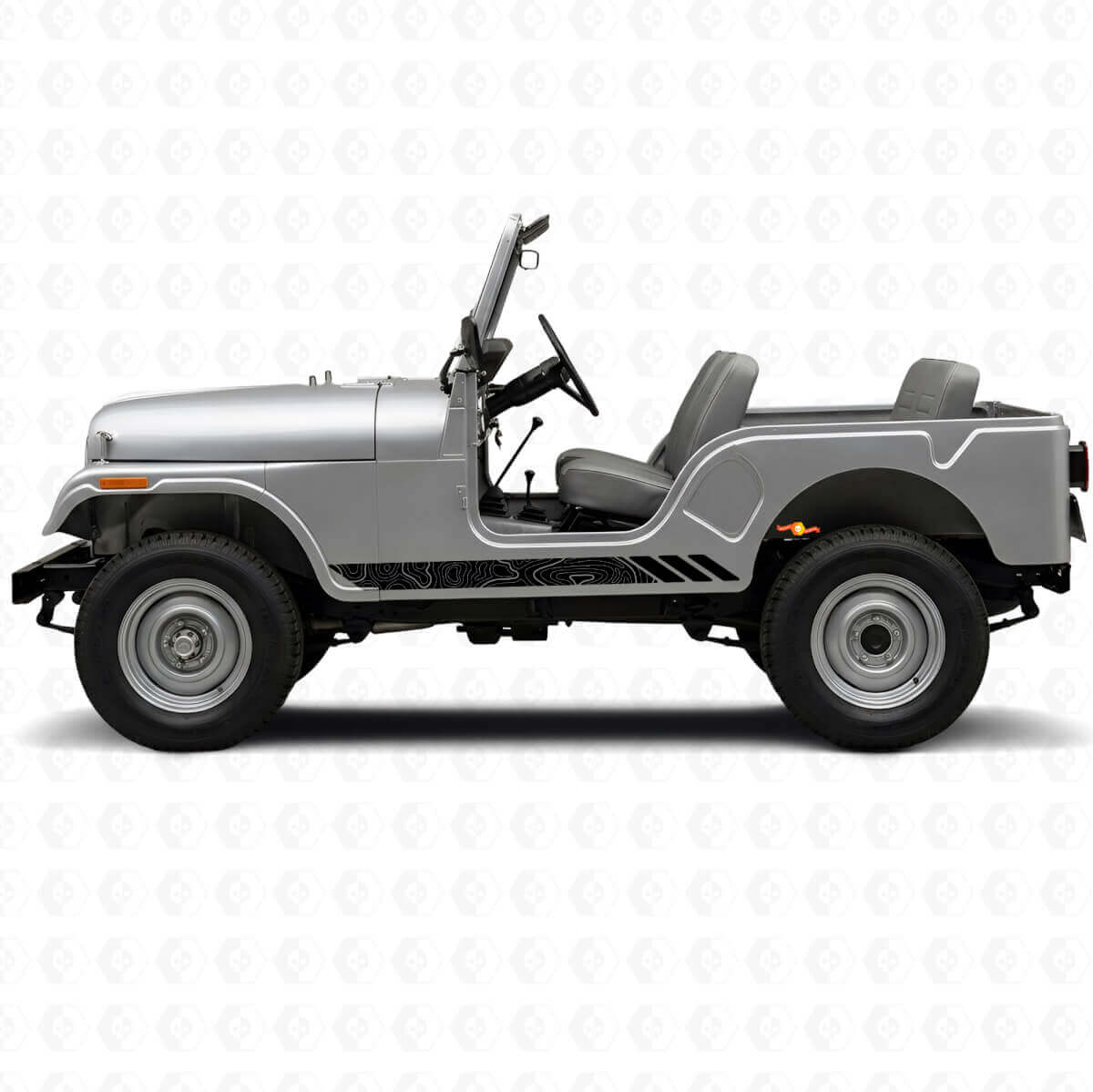 Topographic Style Stripes Side Vinyl Decal for Jeep CJ-5 1955-1983