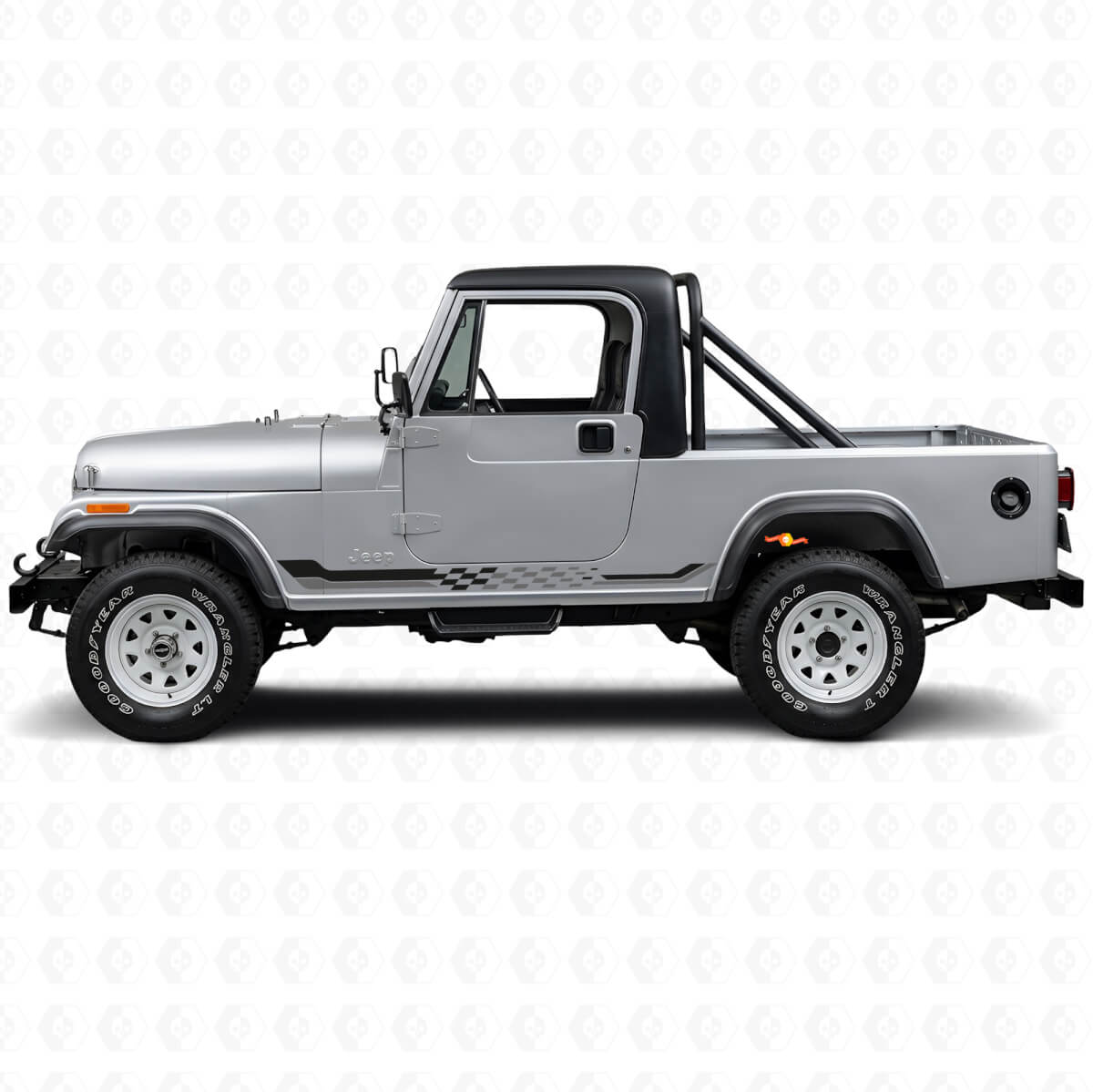 Checkered Flag Side Stripes Vinyl Decal for Jeep CJ-8 Scrambler 1981-1986
