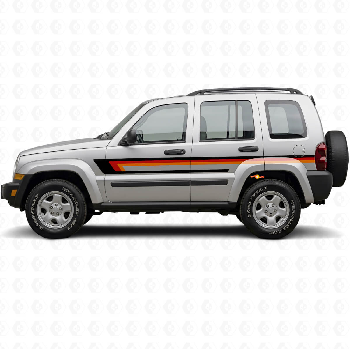 Triple Stripes Door Side Vinyl Decal for Jeep Liberty 2002-2012