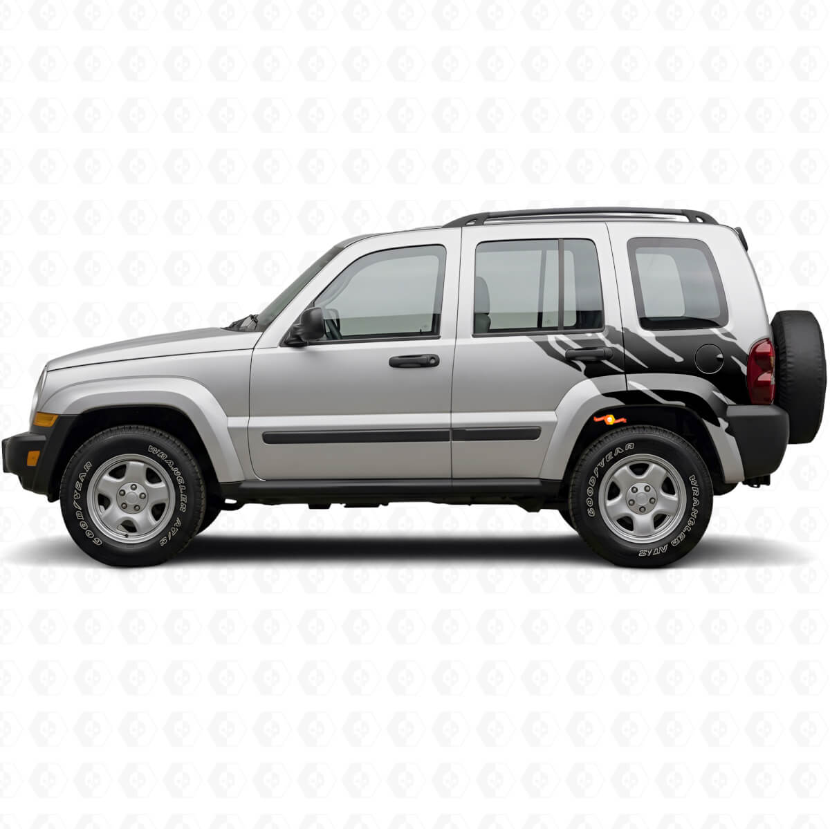 Mud Splash Graphic Rear Side Vinyl Decal for Jeep Liberty 2002-2012