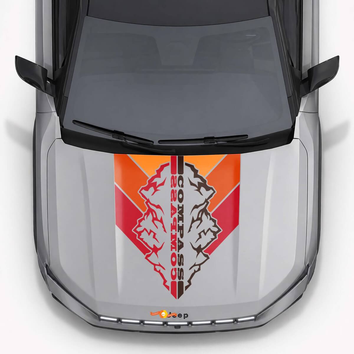 Mountains Vintage Style Hood Stripes Vinyl Decal for Jeep Compass 2026