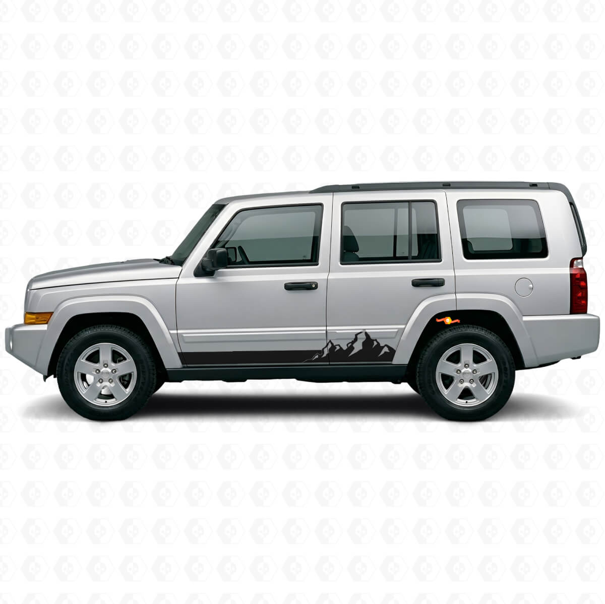 Mountains Thin Stripes Side Vinyl Decal for Jeep Commander 2006-2010