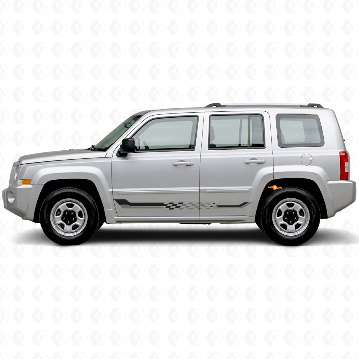 Checkered Flag Side Stripes Vinyl Decal for Jeep Patriot 2007-2017
