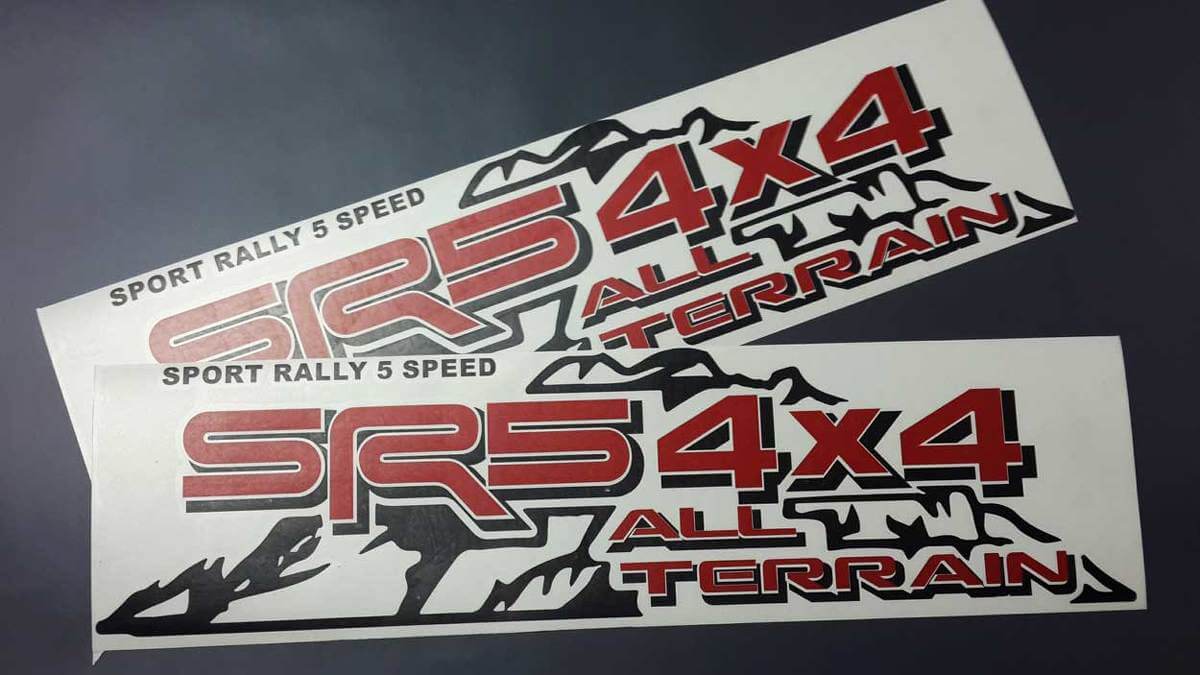 TOYOTA SR5 4X4 ALL TERRAIN Mountain TRD SPORT RALLY 5 SPEED side vinyl decal sticker