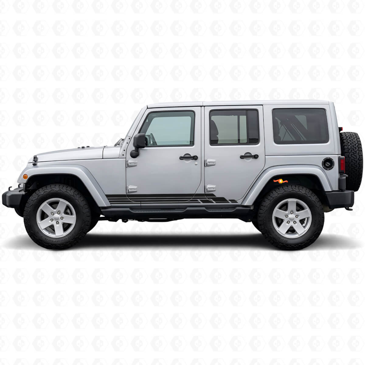 Curved Stripes Side Vinyl Decal Kit for Jeep Wrangler JK 2007-2018