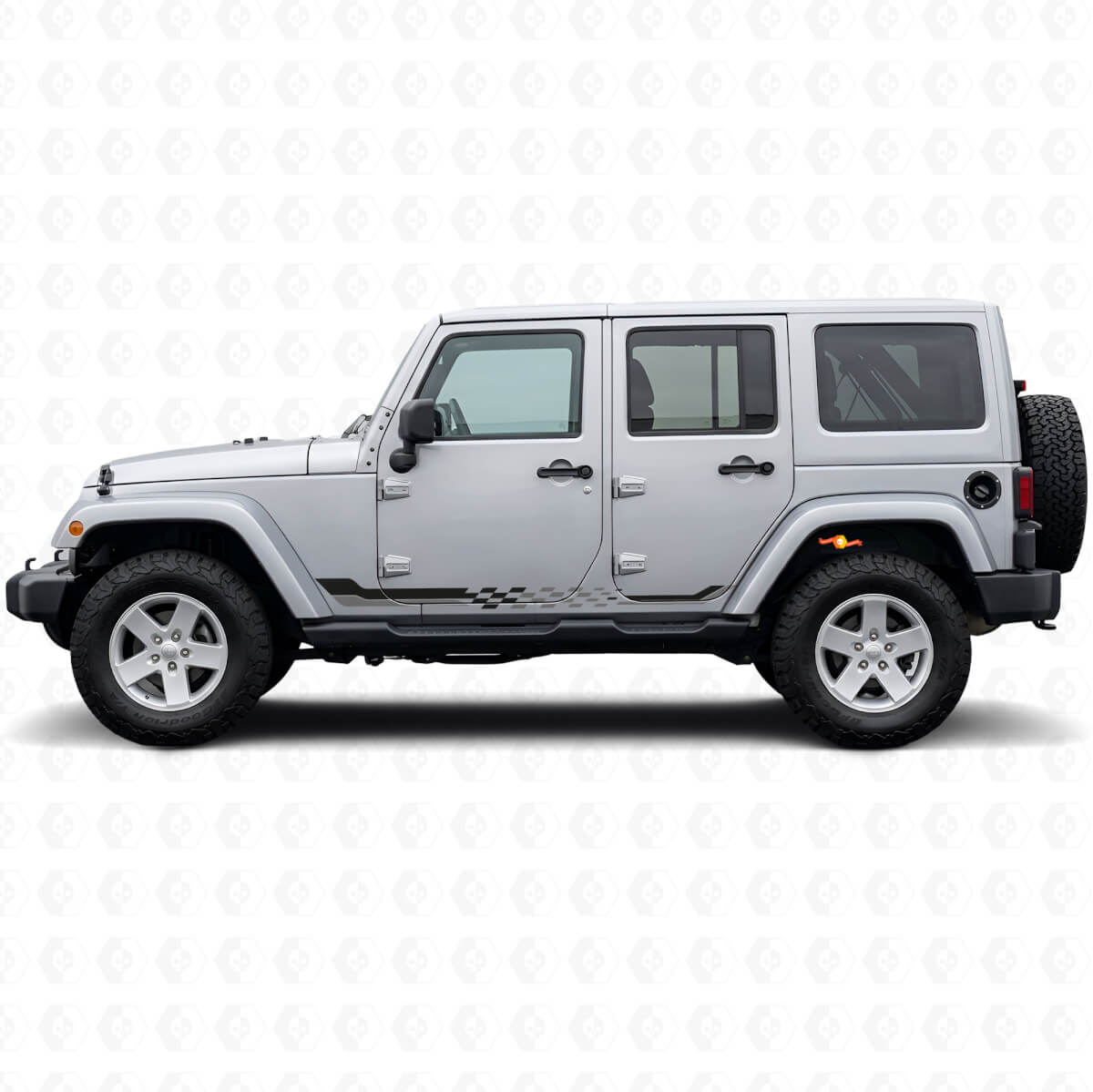 Checkered Flag Side Stripes Vinyl Decal for Jeep Wrangler JK 2007-2018