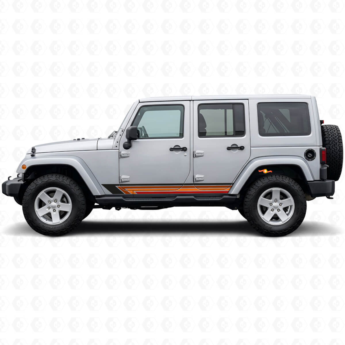 Vintage Straight Stripes Side Vinyl Decal for Jeep Wrangler JK 2007-2018