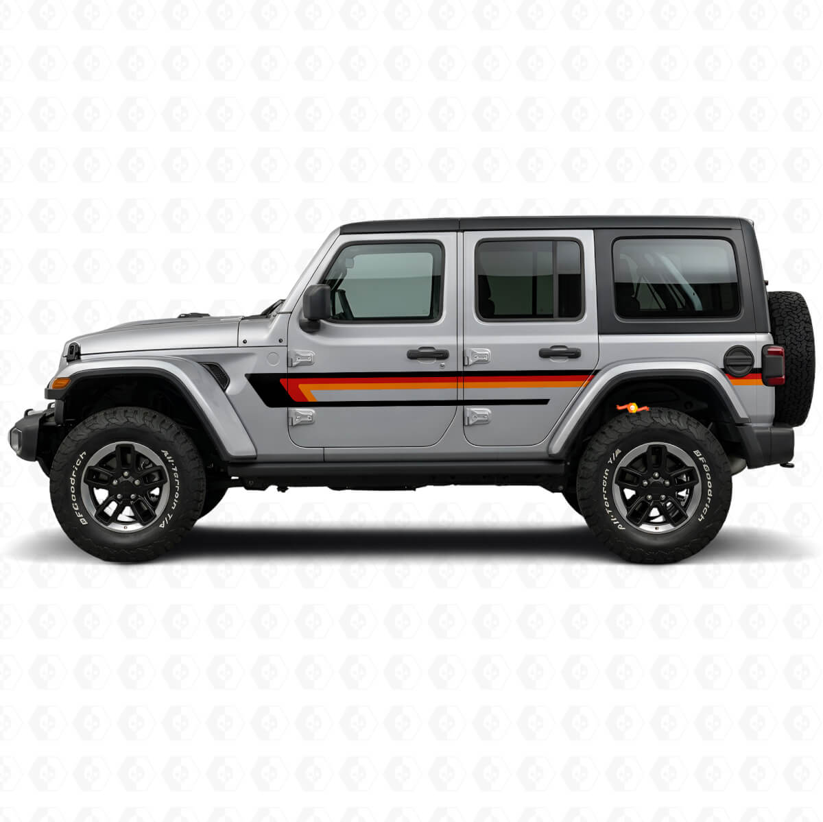 Triple Stripes Door Side Vinyl Decal for Jeep Wrangler JL 2018+
