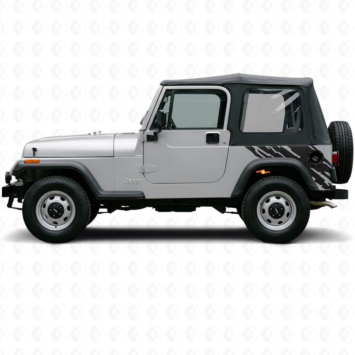 Mud Splash Graphic Rear Side Vinyl Decal for Jeep Wrangler YJ 1987-1995