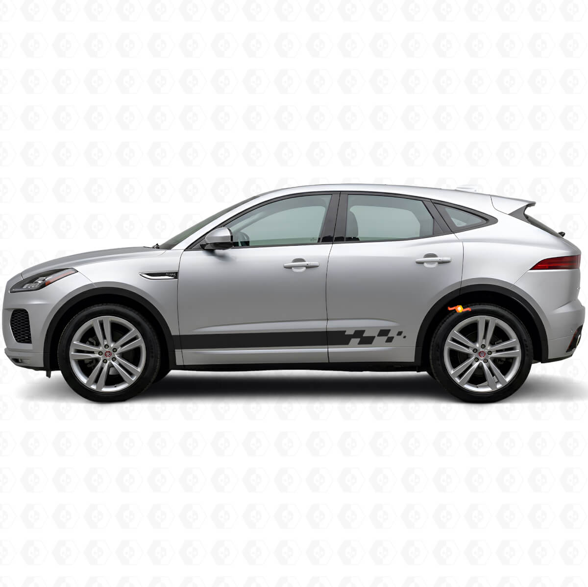Checkered Side Stripes Vinyl Decal Kit For Jaguar E-Pace 2017-2022