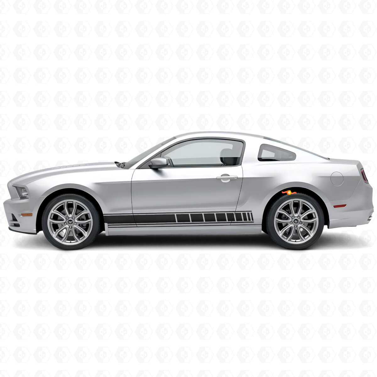 Checkered Rocker Panel Stripes Vinyl Decal Kit for Musclecar 2010-2014