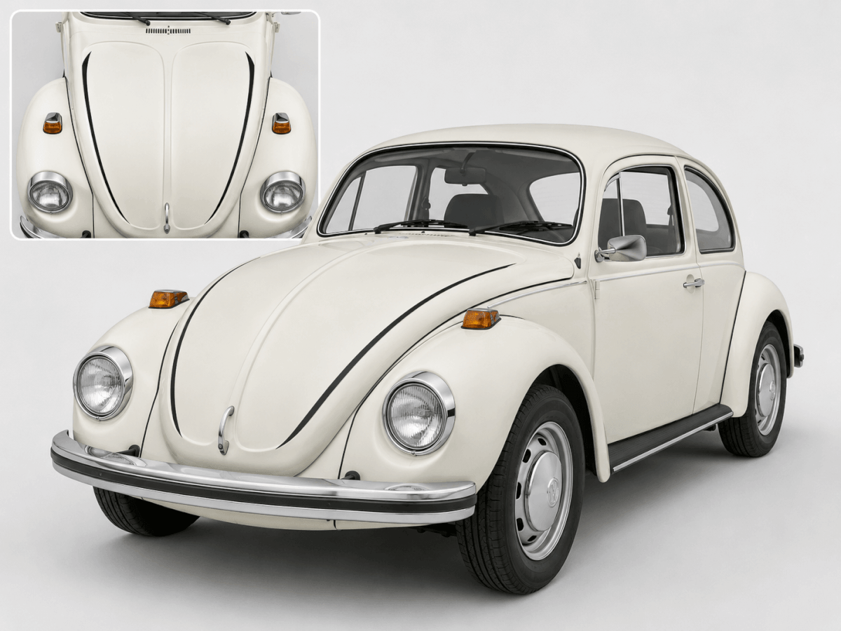 Classic Black Bonnet Recess Hood Outline Stripes Vinyl Decal Kit for Volkswagen Super Beetle 1971 id=19511