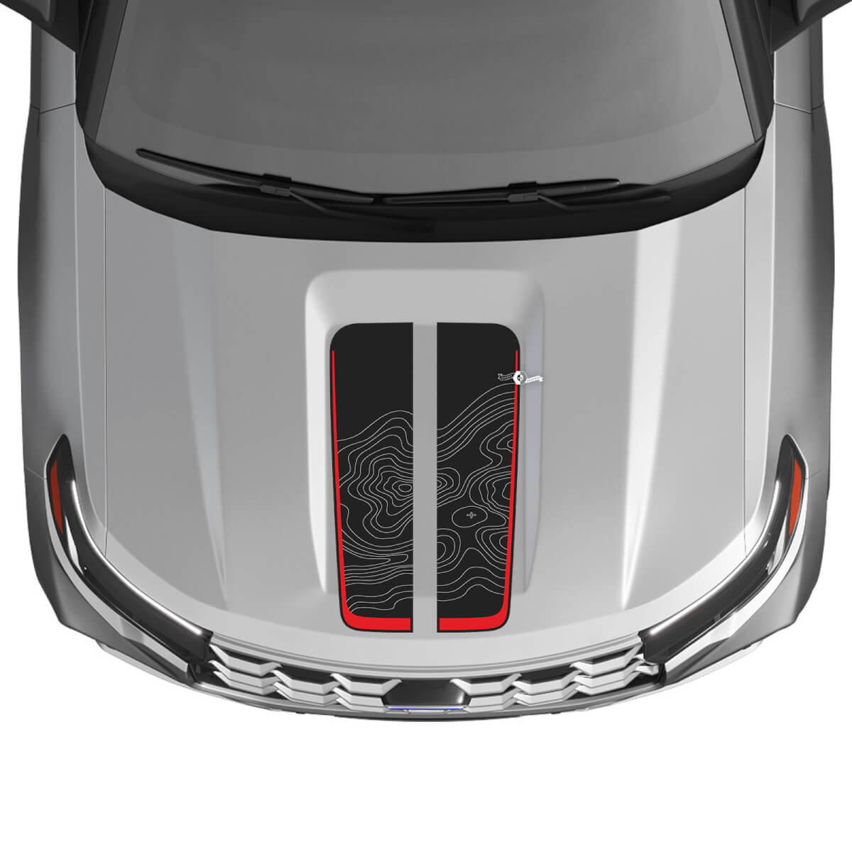 Topographic Map Hood Stripes Vinyl Decal Kit for Ford Explorer ST 2020-26
