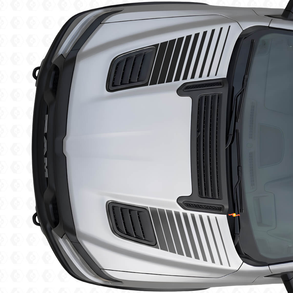 Dual Strobe Hood Vent Stripes Vinyl Decals Set for Dodge Ram Sport 2019+