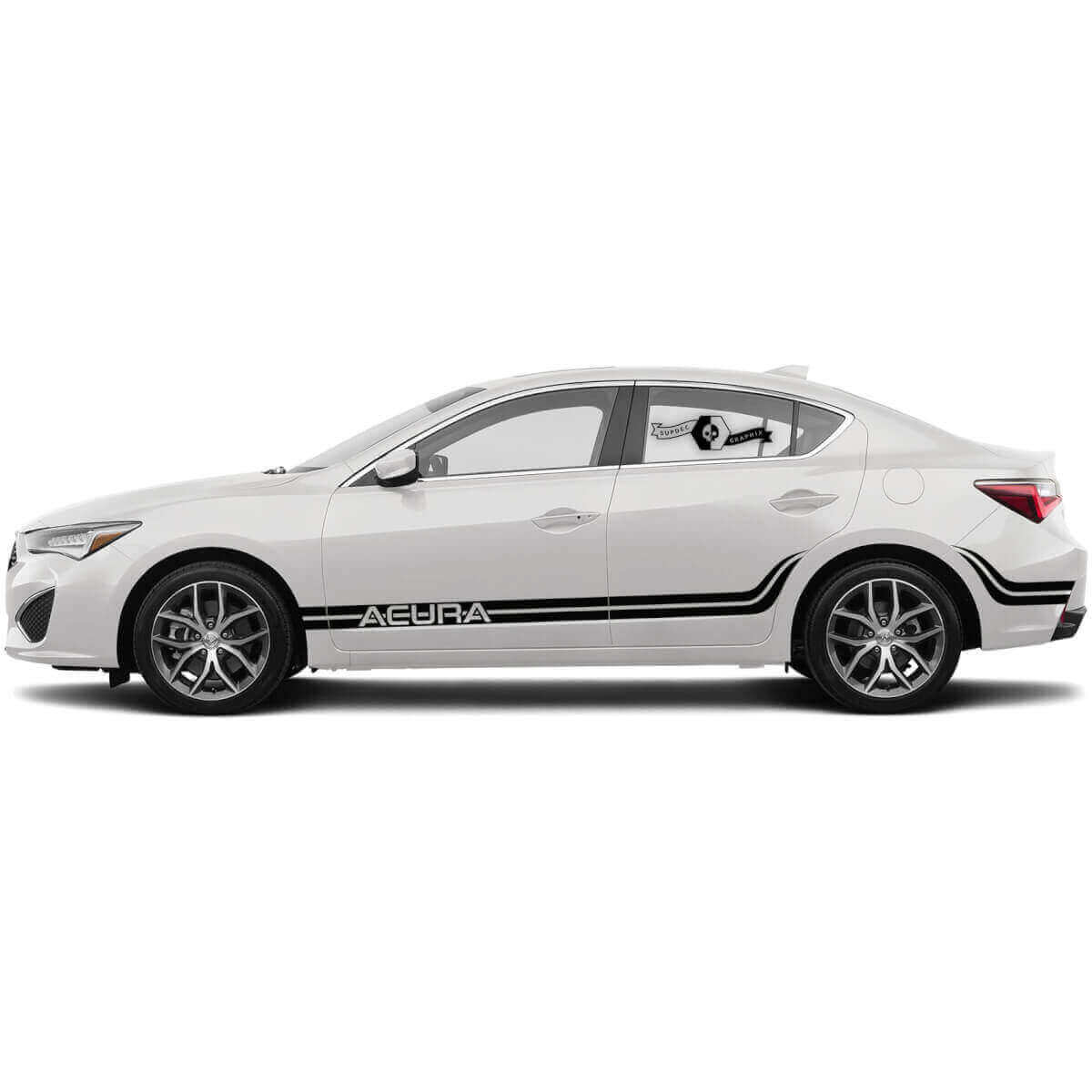 Dual Curved Side Stripes Vinyl Decal Kit for Acura ILX