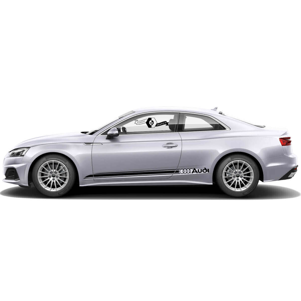 Branded Outline Side Stripes Vinyl Decal Set for for Audi A5