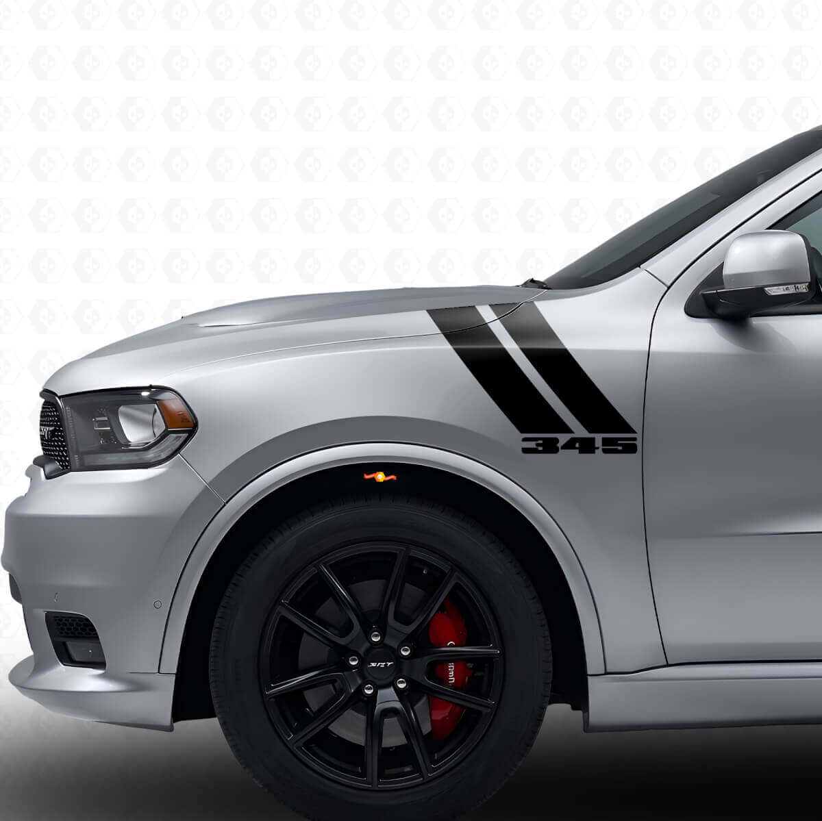 345 Dual Stripes Front Fender Vinyl Decal Kit for Dodge Durango 2011+