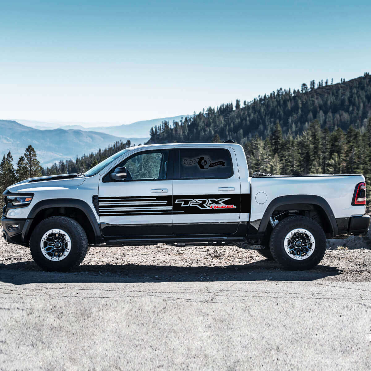 TRX Rebel Door Side Stripes Vinyl Decal Kit for Dodge Ram Rebel 2021+