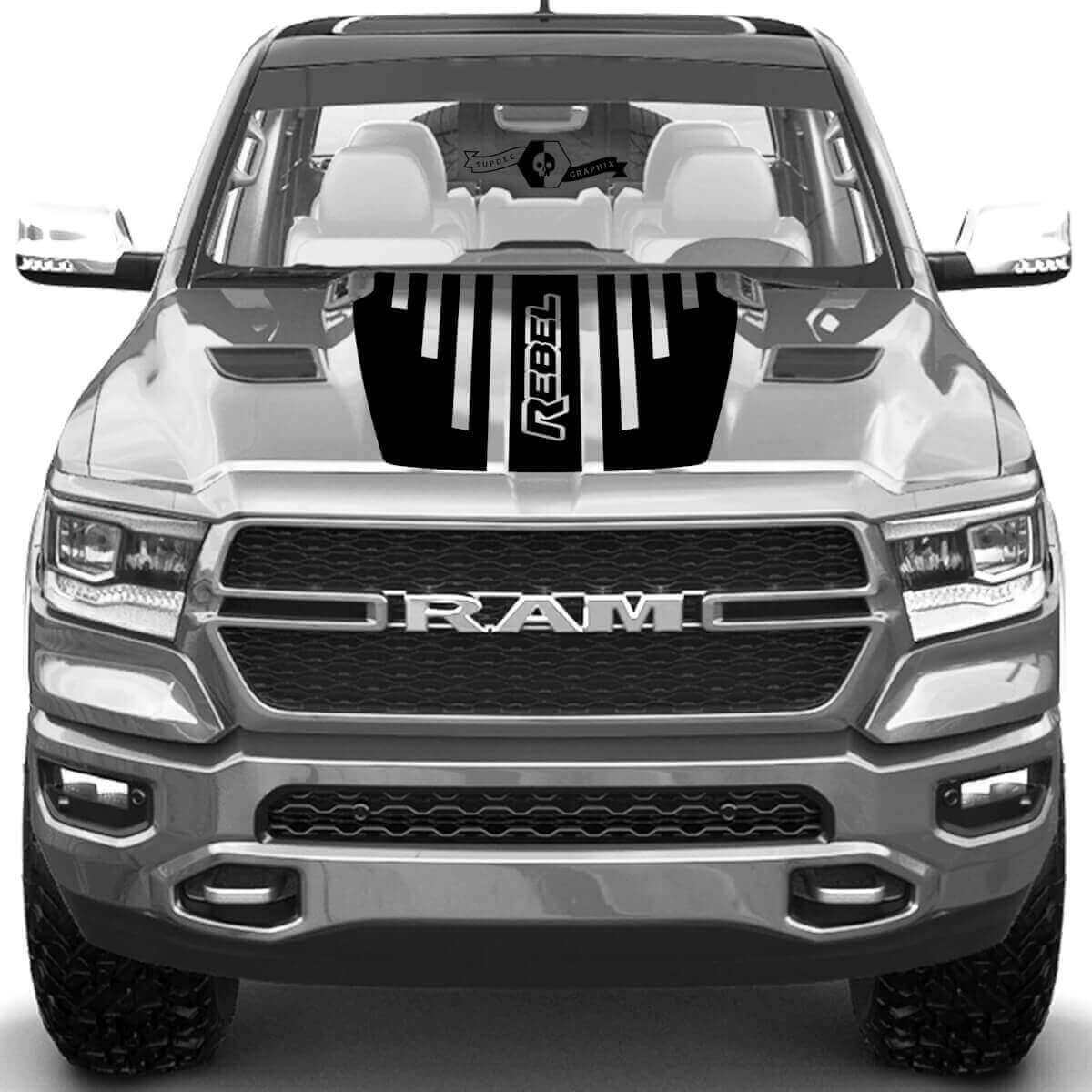 TRX Rebel Hood Stripes Vinyl Decal for Dodge Ram Rebel 2021+