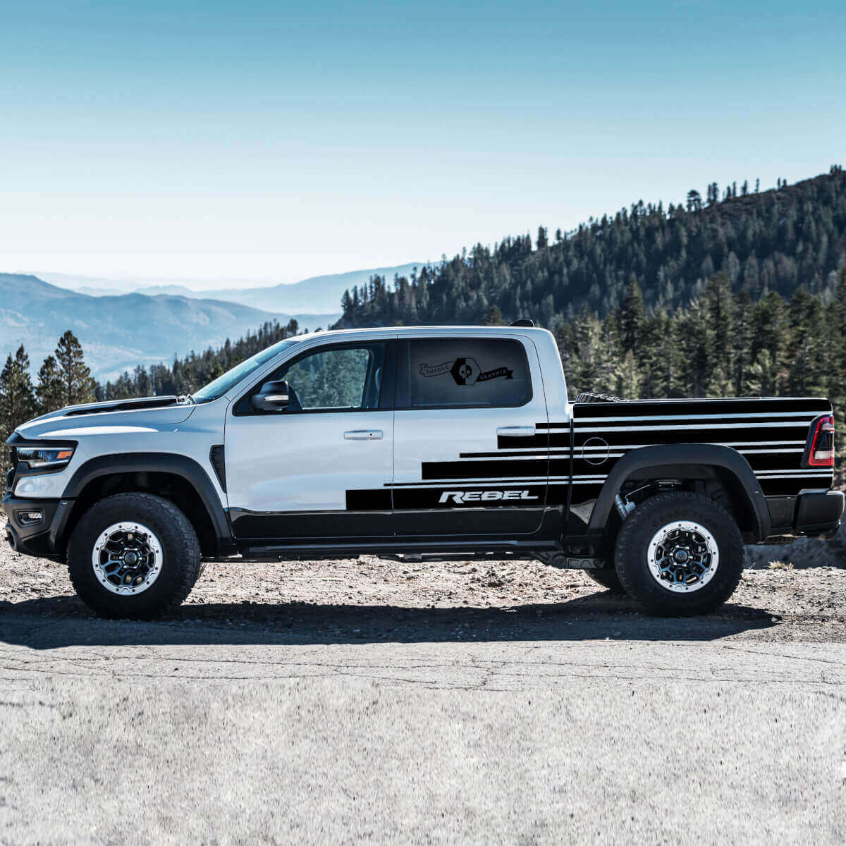 Steps Style Side Stripes Vinyl Decal Set for Dodge Ram Rebel 2021+
