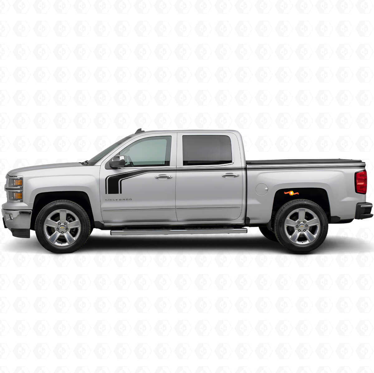 Hockey Stick Style with Outline Side Vinyl Decal Kit for Chevy Silverado 1500 2014+