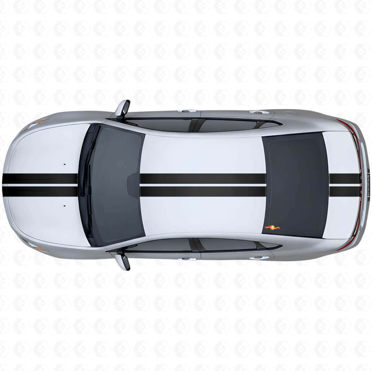 Double Center Outline Stripes Upper Side Vinyl Decal Kit for Dodge Dart 2013+