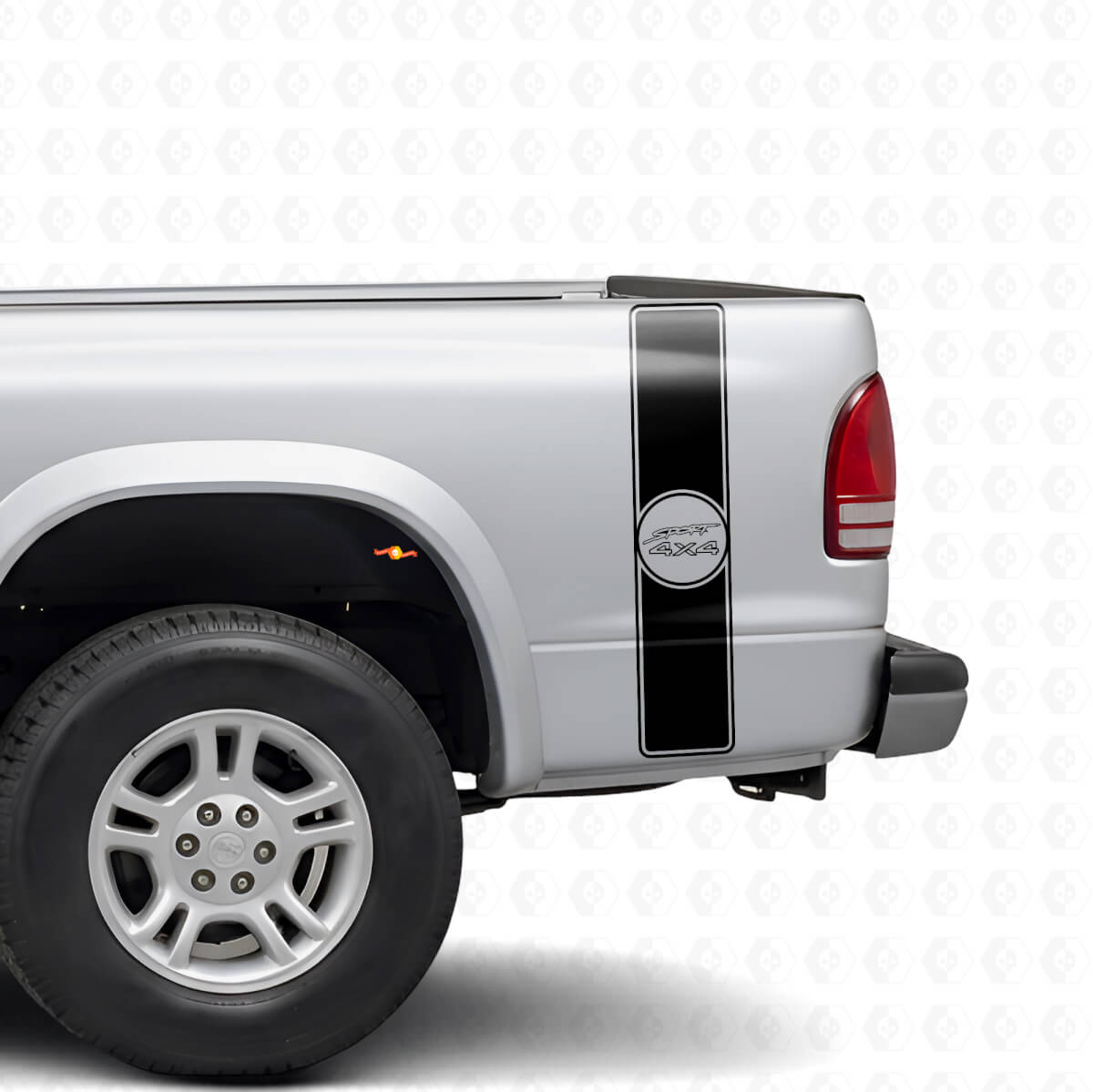 Sport 4x4 Retro Style Rear Side Stripes Vinyl Decal Kit for Dodge Dakota 1997+